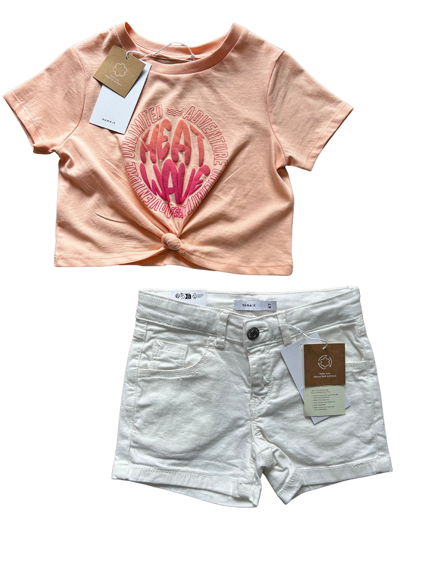 T-shirt "boxy fit" con nodino salmone