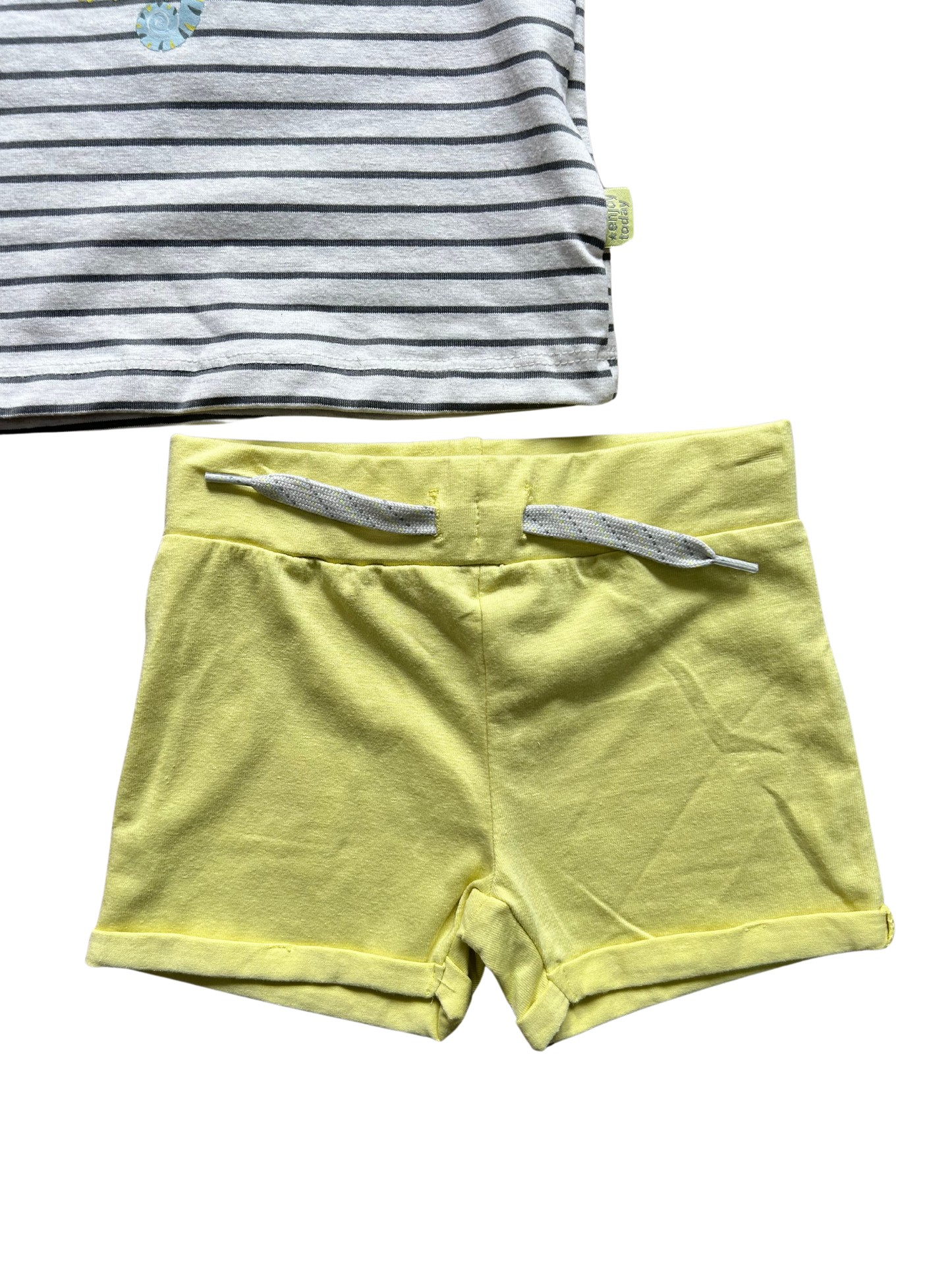 pantaloncino set sportivo giallo con elastico per neonato