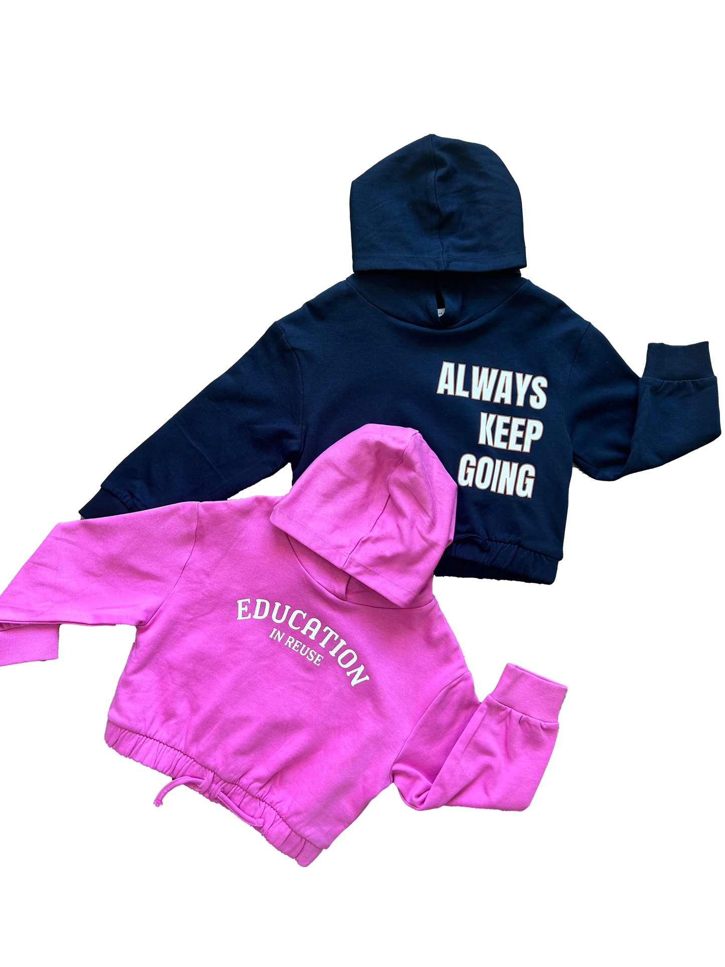 Felpa crop con cappuccio blu