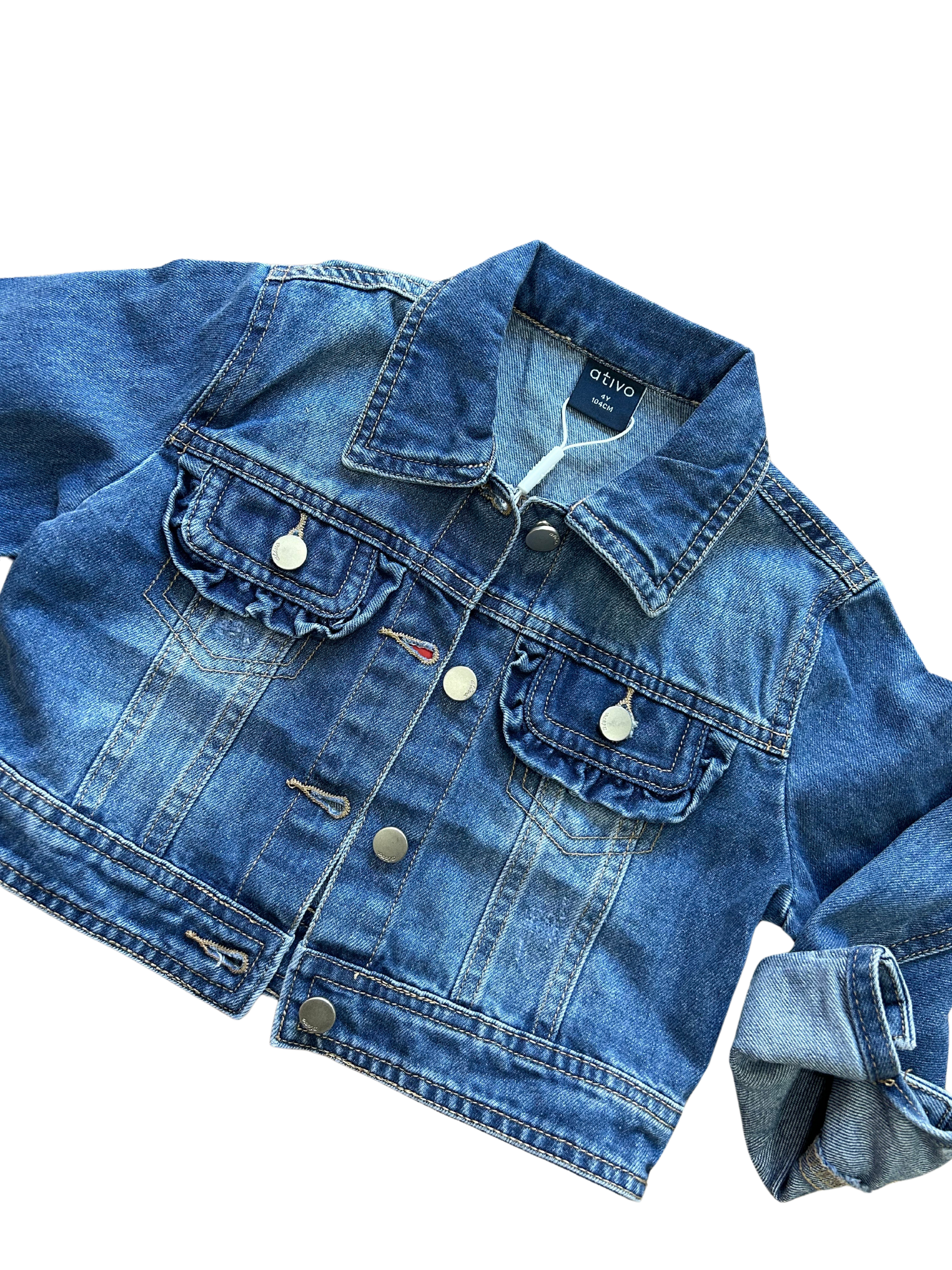 giubbino di jeans lavaggio medio per bambine e ragazze