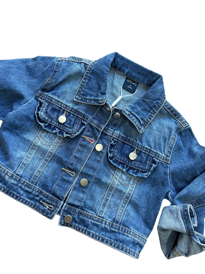 giubbino di jeans lavaggio medio per bambine e ragazze