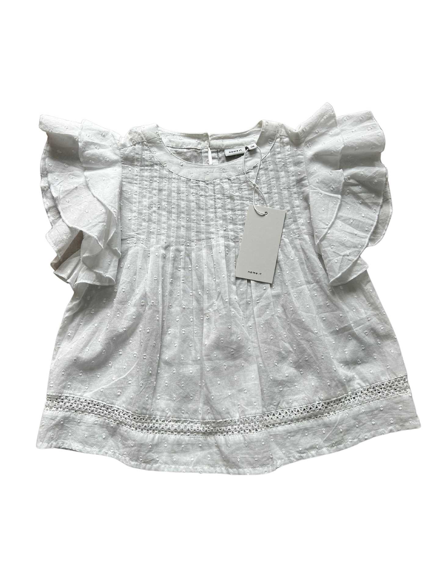 blusa in cotone nameit bianca con rouches sulla manica 