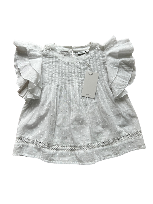 blusa in cotone nameit bianca con rouches sulla manica 