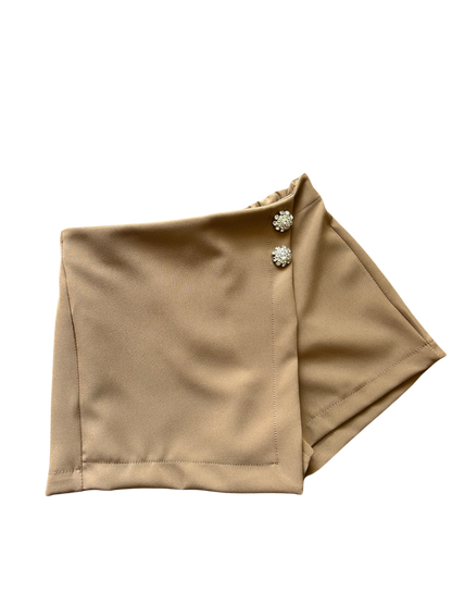 pantagonna marrone con bottone gioiello per bambina