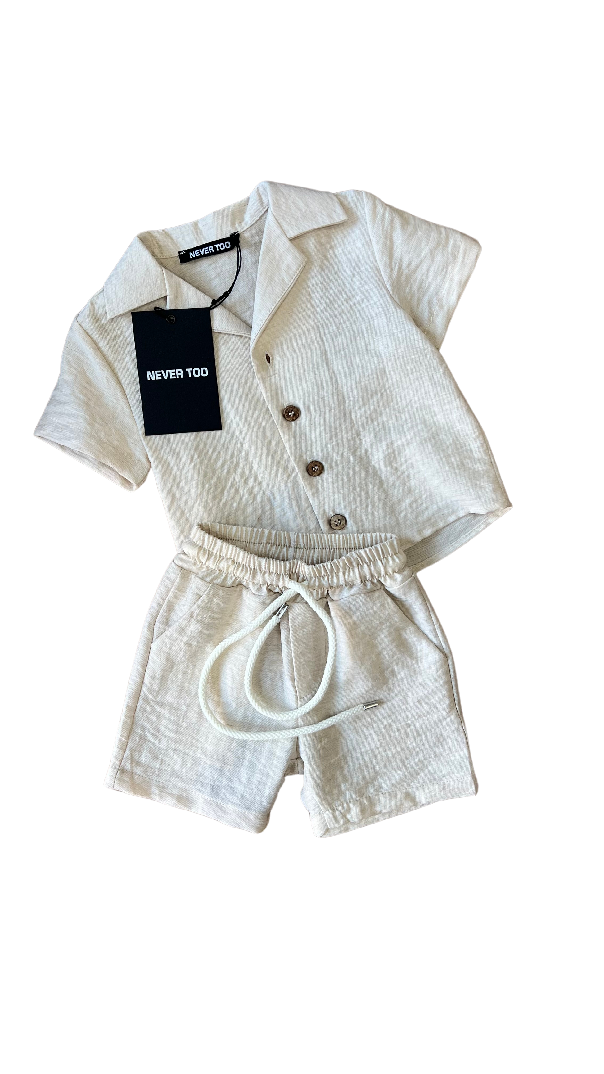 completo misto lino beige neonato e bimbo