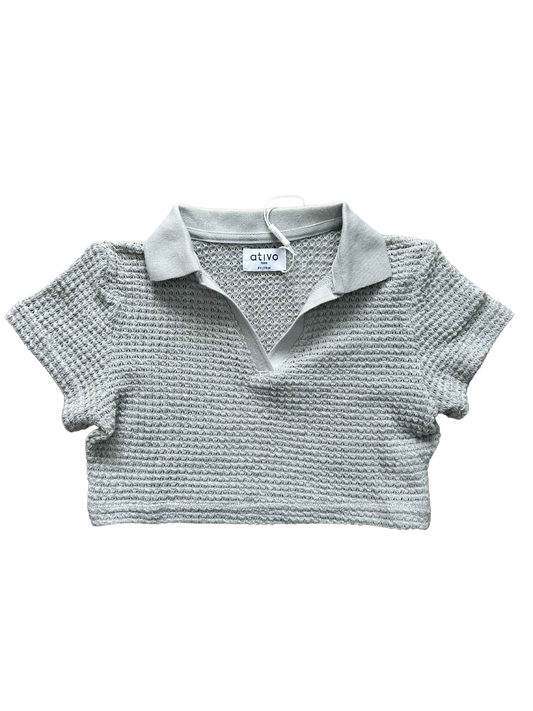 polo crop in filo grigia per bambina e ragazza