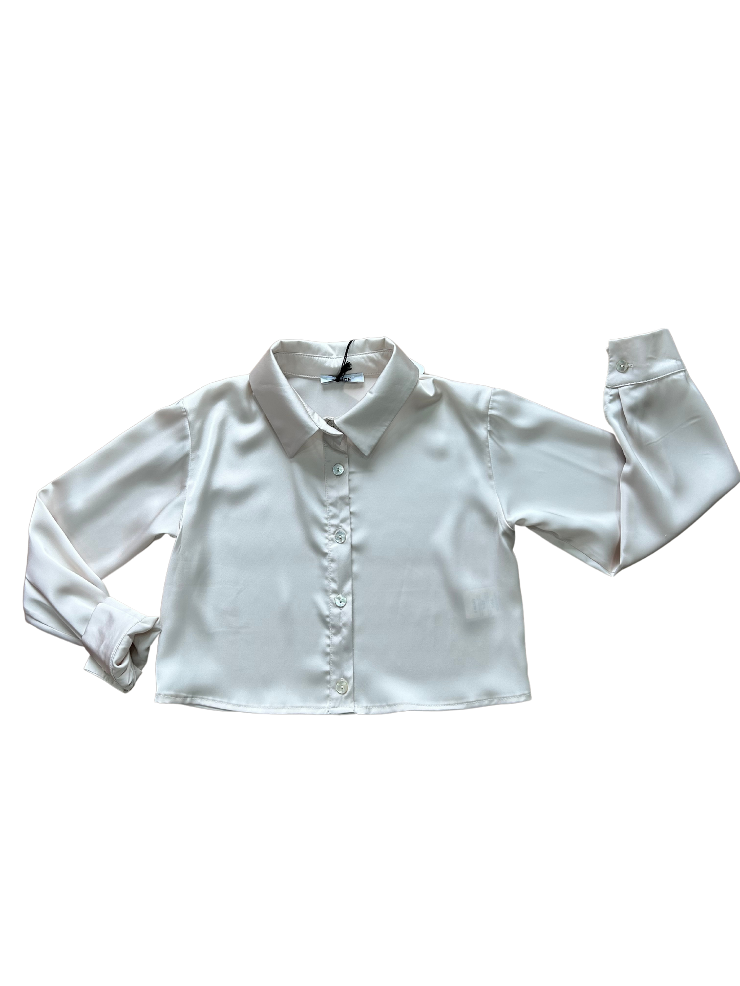 camicia in satin color burro per bambina