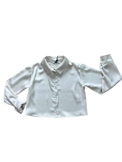 camicia in satin color burro per bambina