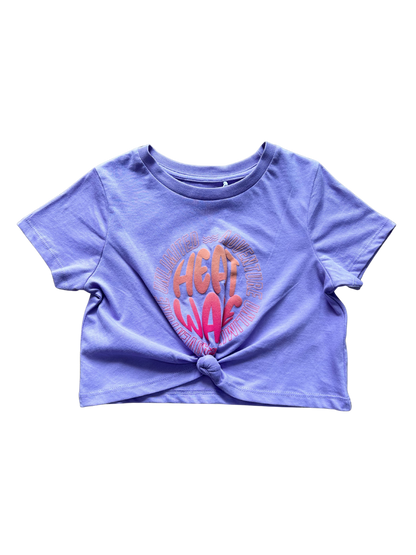 shirt name-it lilla con nodino e stampa colorata per bambina e ragazza