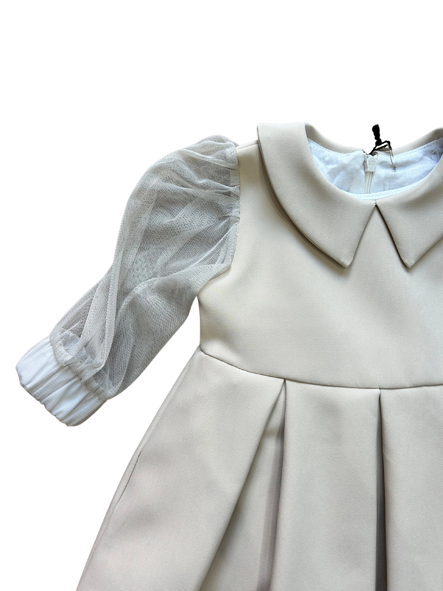 Abito burro con manica in tulle