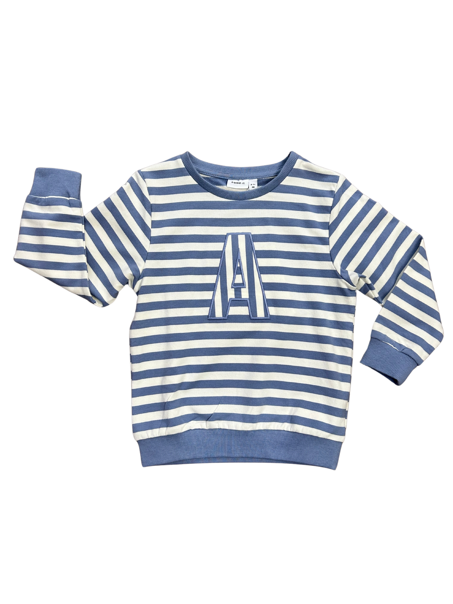 felpina nameit in cotone a righe bianco e azzurro per bambino
