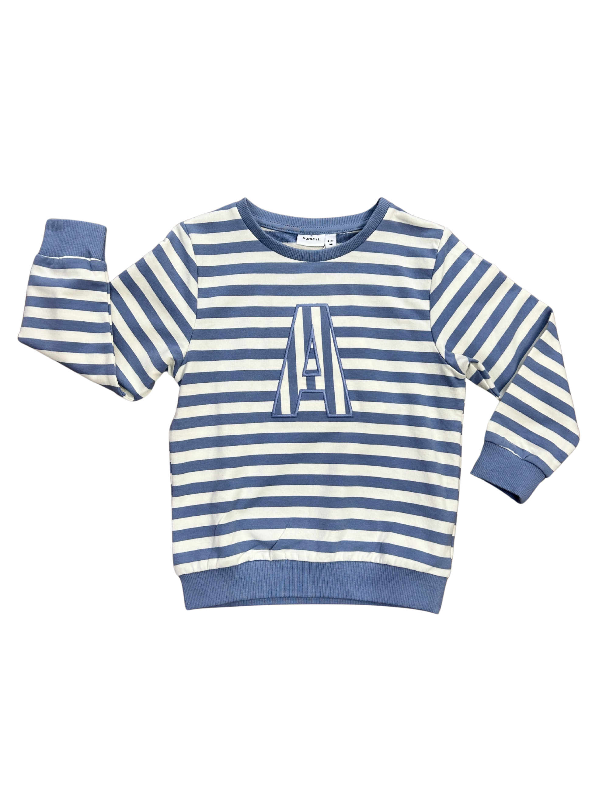 felpina nameit in cotone a righe bianco e azzurro per bambino