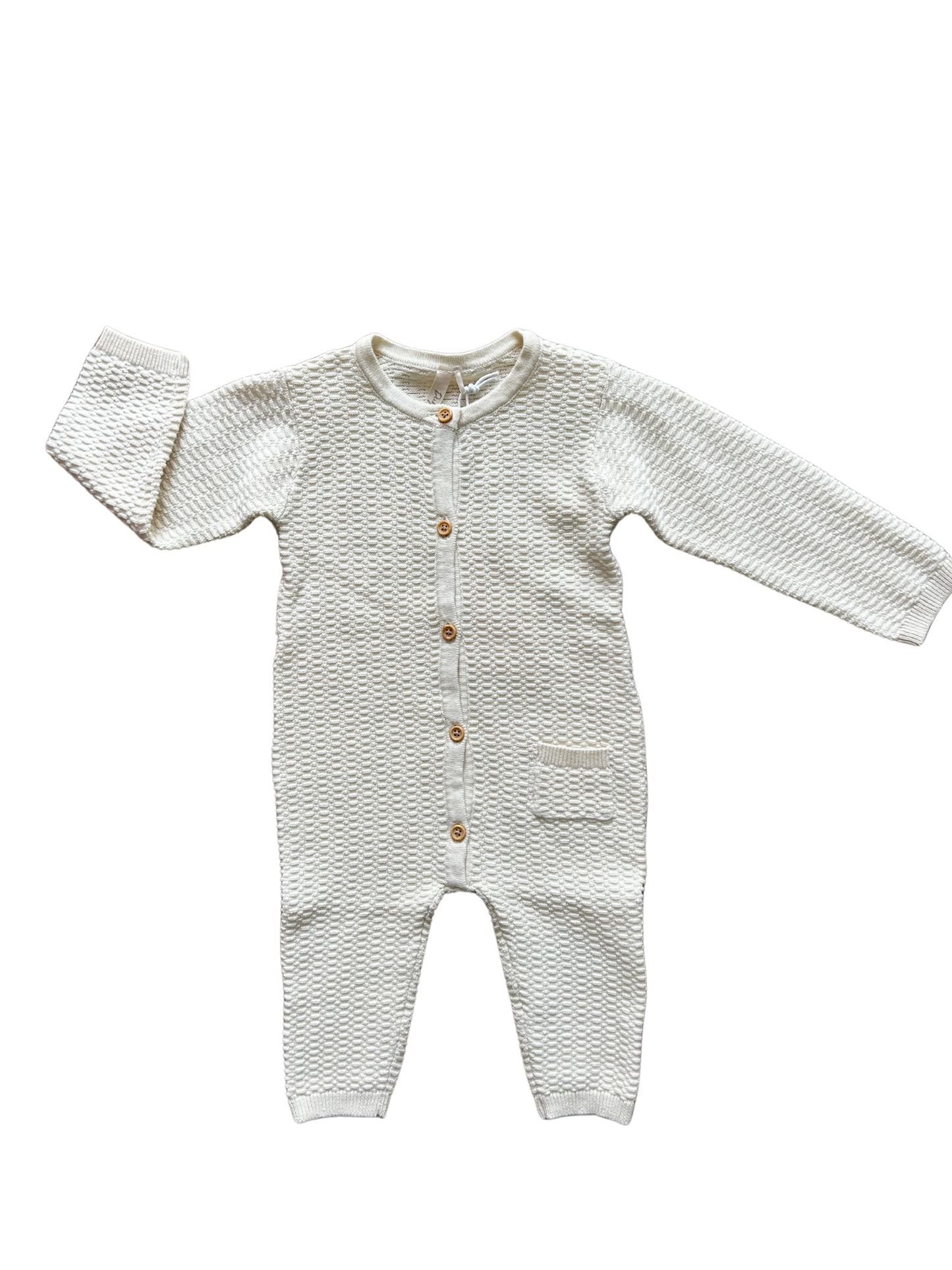 tutina unisex a nido d'ape panna per neonata e neonato