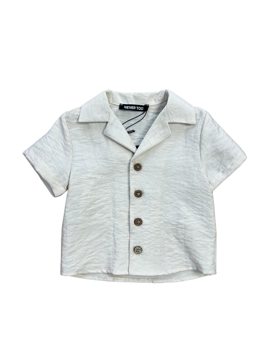 camicia misto lino beige neonato e bambino