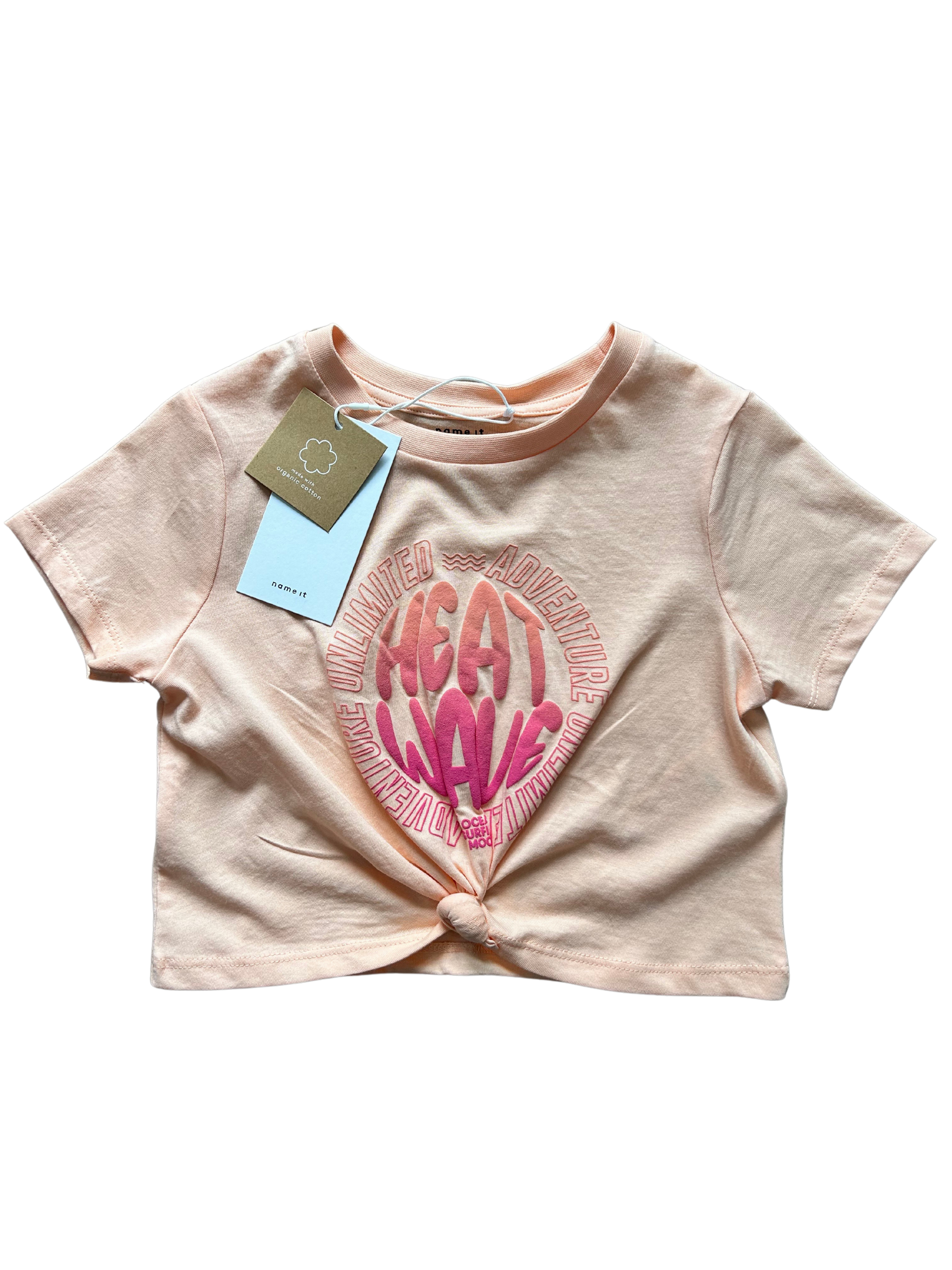 shirt name-it pesca con nodino e stampa colorata per bambina e ragazza