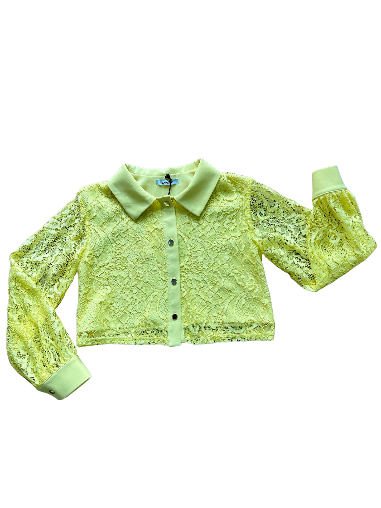 camicia crop janice in pizzo gialla per bambina e ragazza