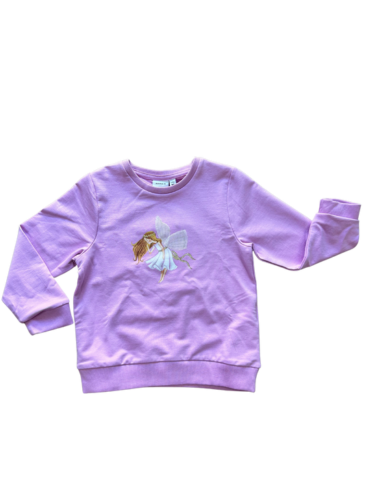 felpina nameit rosa in cotone con stampa fatina e ali in rete per bambina