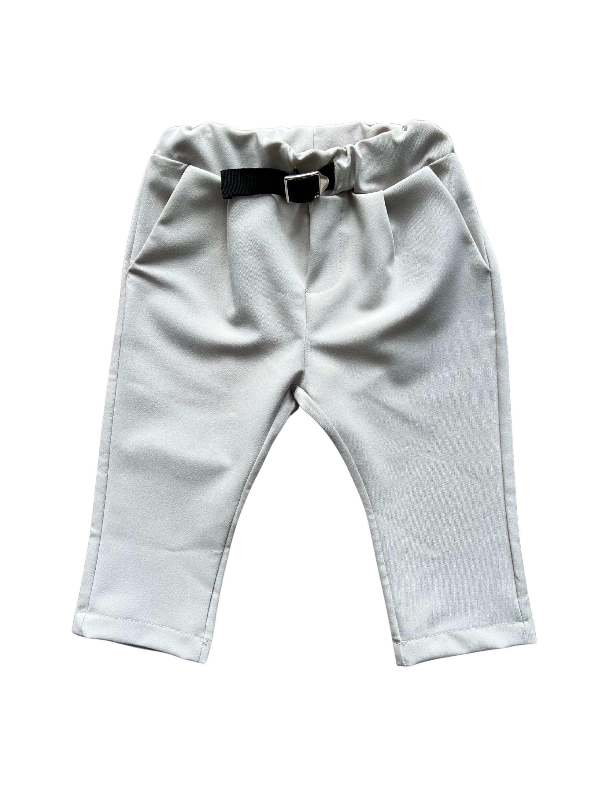 pantalone con tasca a filo grigio chiaro per neonato e bambino
