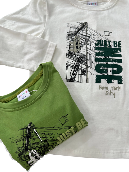 Shirt manica lunga in caldo cotone verde