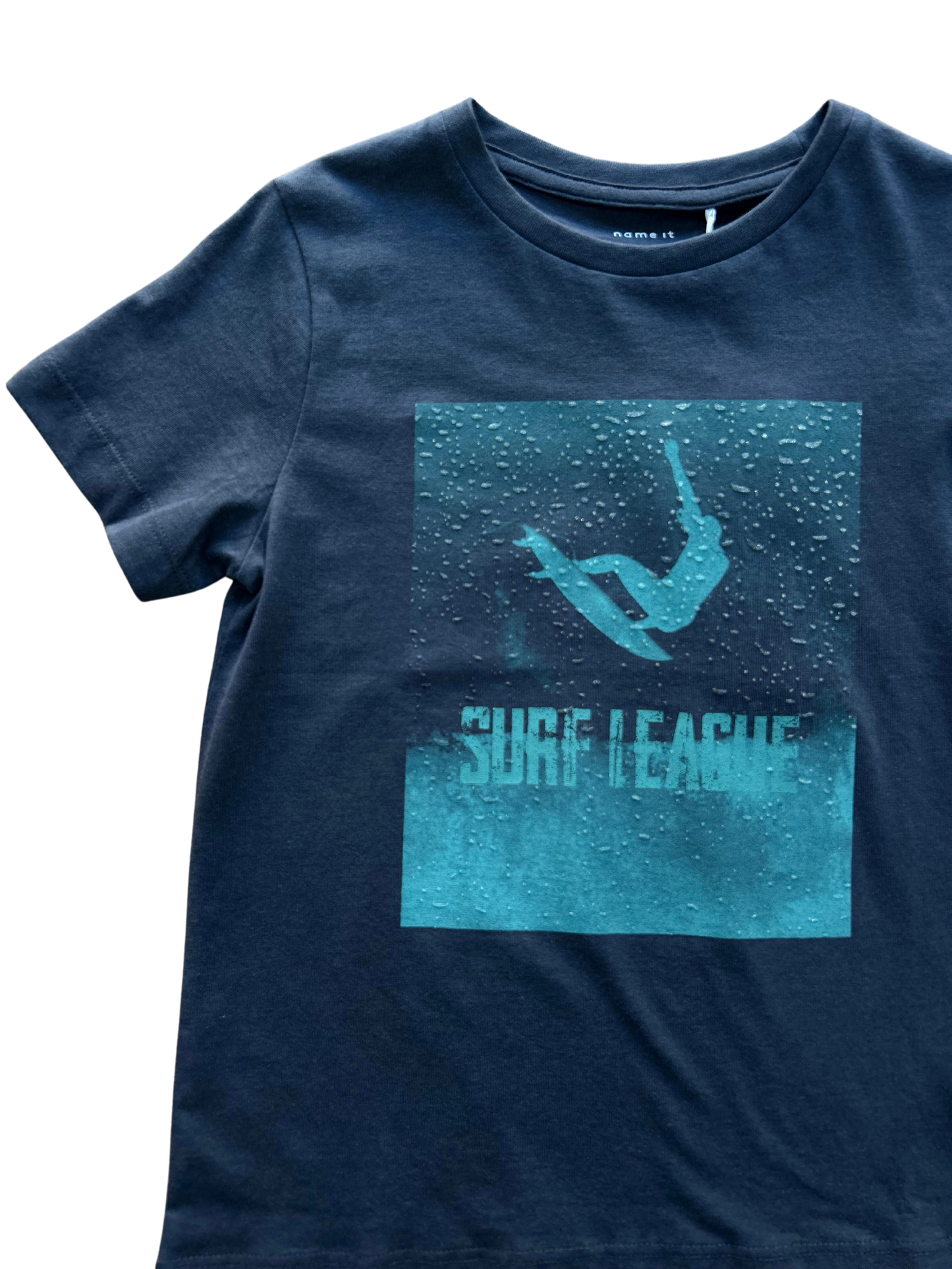 t-shirt nameit blu con stampa verde acqua per bambino e ragazzo