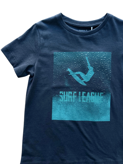 t-shirt nameit blu con stampa verde acqua per bambino e ragazzo