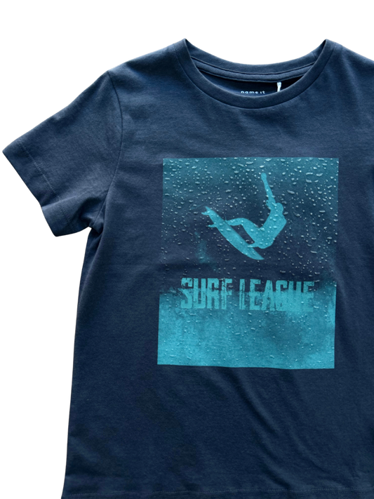 t-shirt nameit blu con stampa verde acqua per bambino e ragazzo