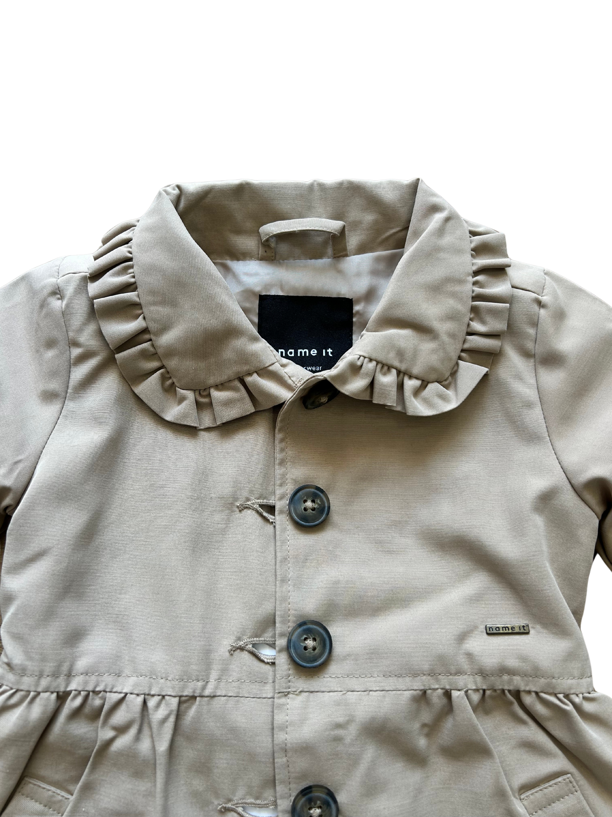 trench a cappottino beige con colletto per neonata e bambina