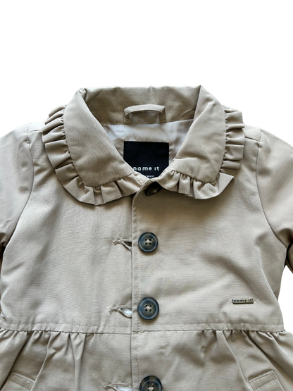 trench a cappottino beige con colletto per neonata e bambina