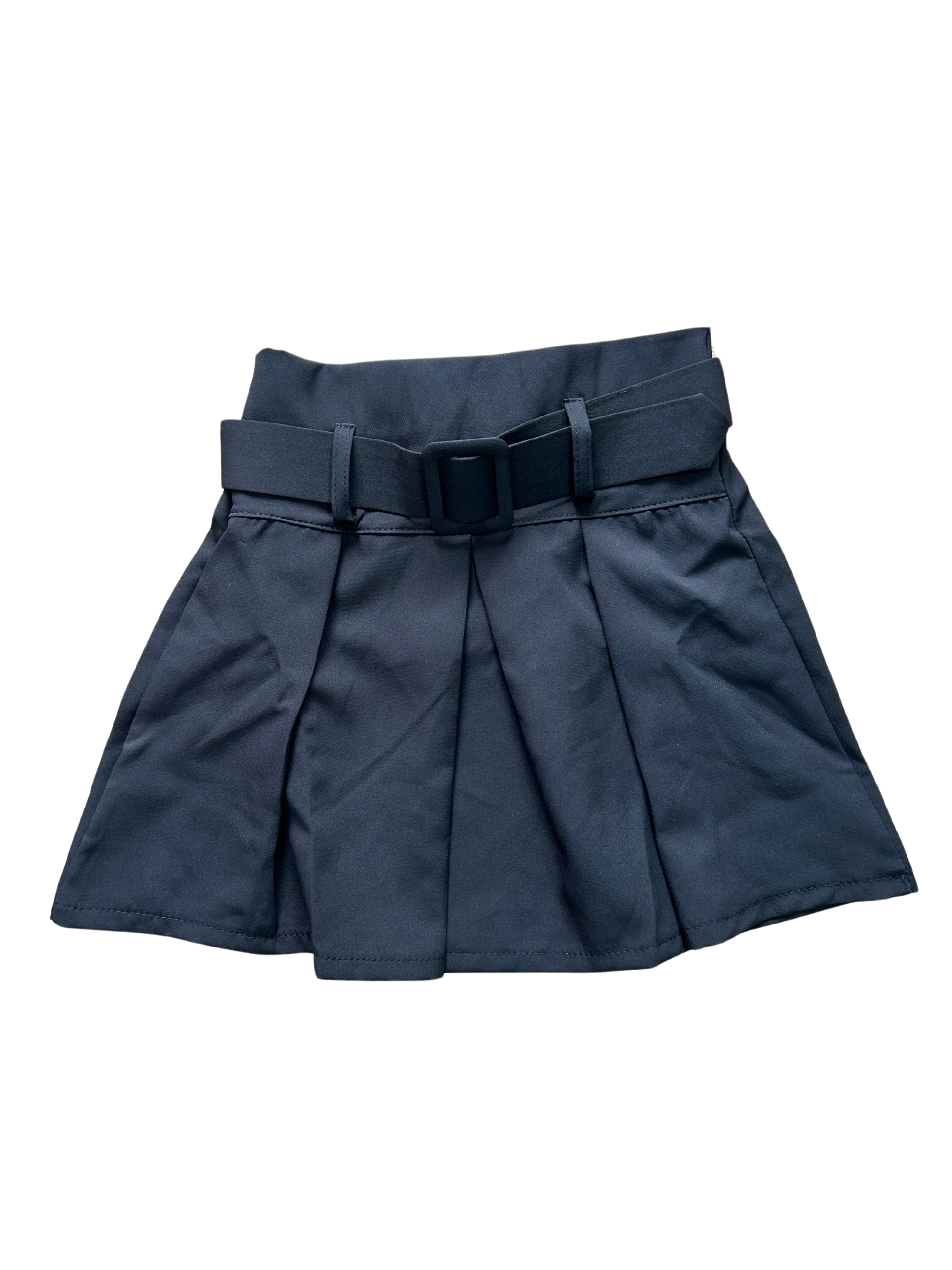 gonna a pieghe nera con cinta in coordinato per bimba con elastico sul retro