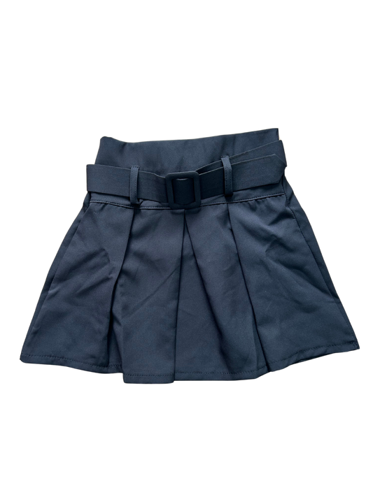 gonna a pieghe nera con cinta in coordinato per bimba con elastico sul retro