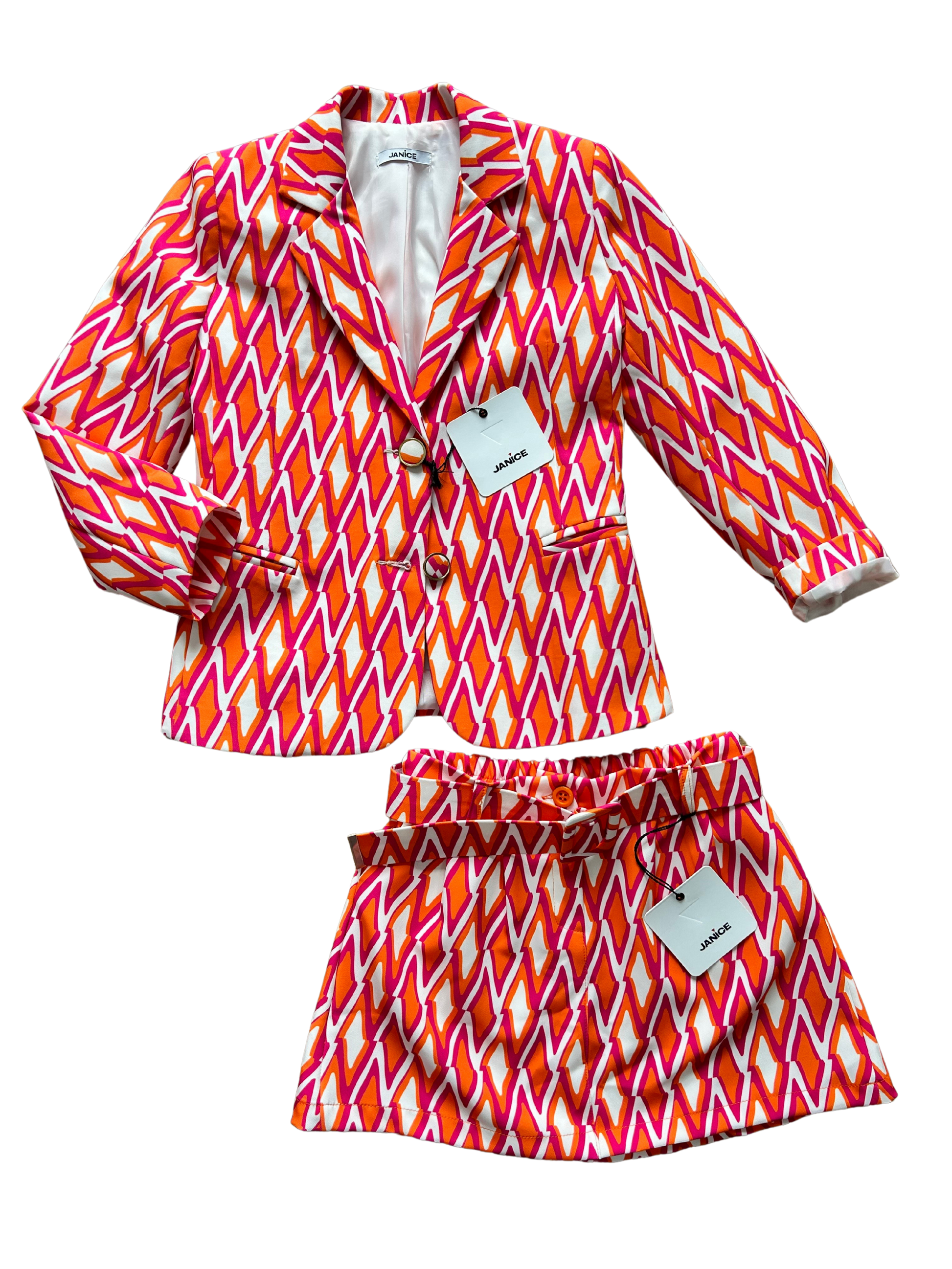 tailleur giacca e gonna multicolor per bambina e ragazza