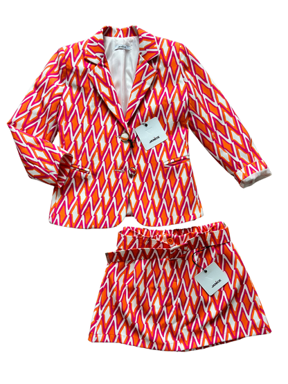 tailleur giacca e gonna multicolor per bambina e ragazza