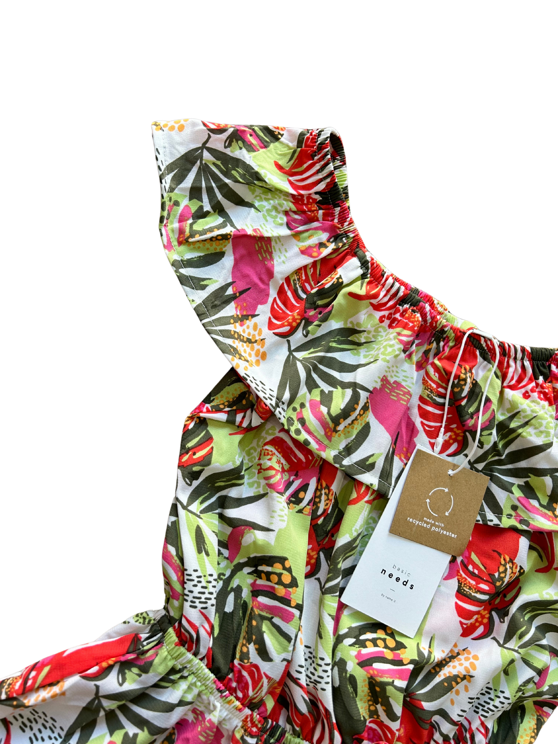 tutina fiori e foglie multicolor con rouches superiore