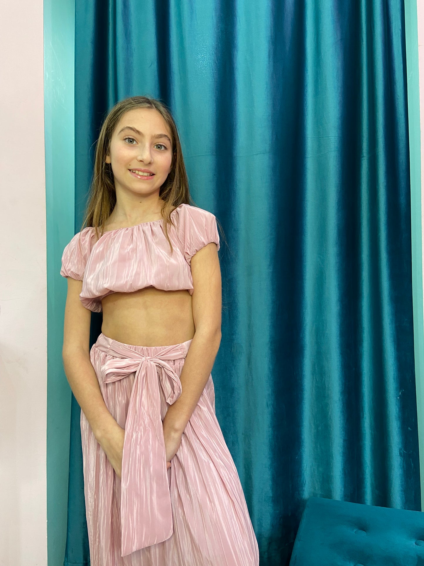 completo elegante con top e gonna per bambina 