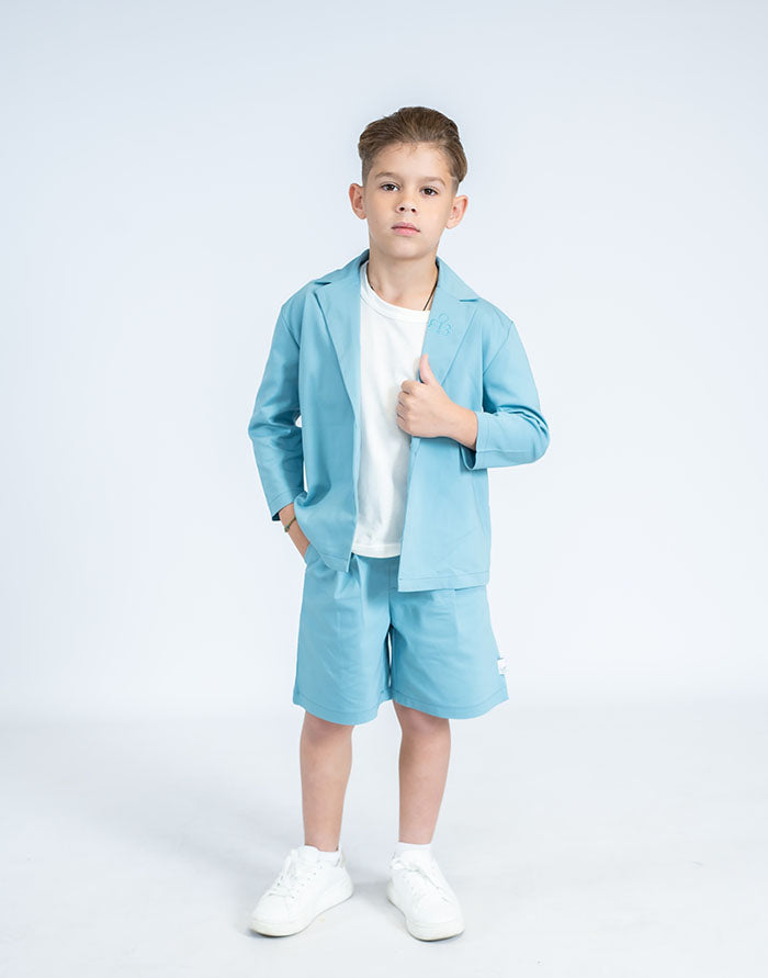 completo casual ma elegante per cerimonie bimbo colore azzurro