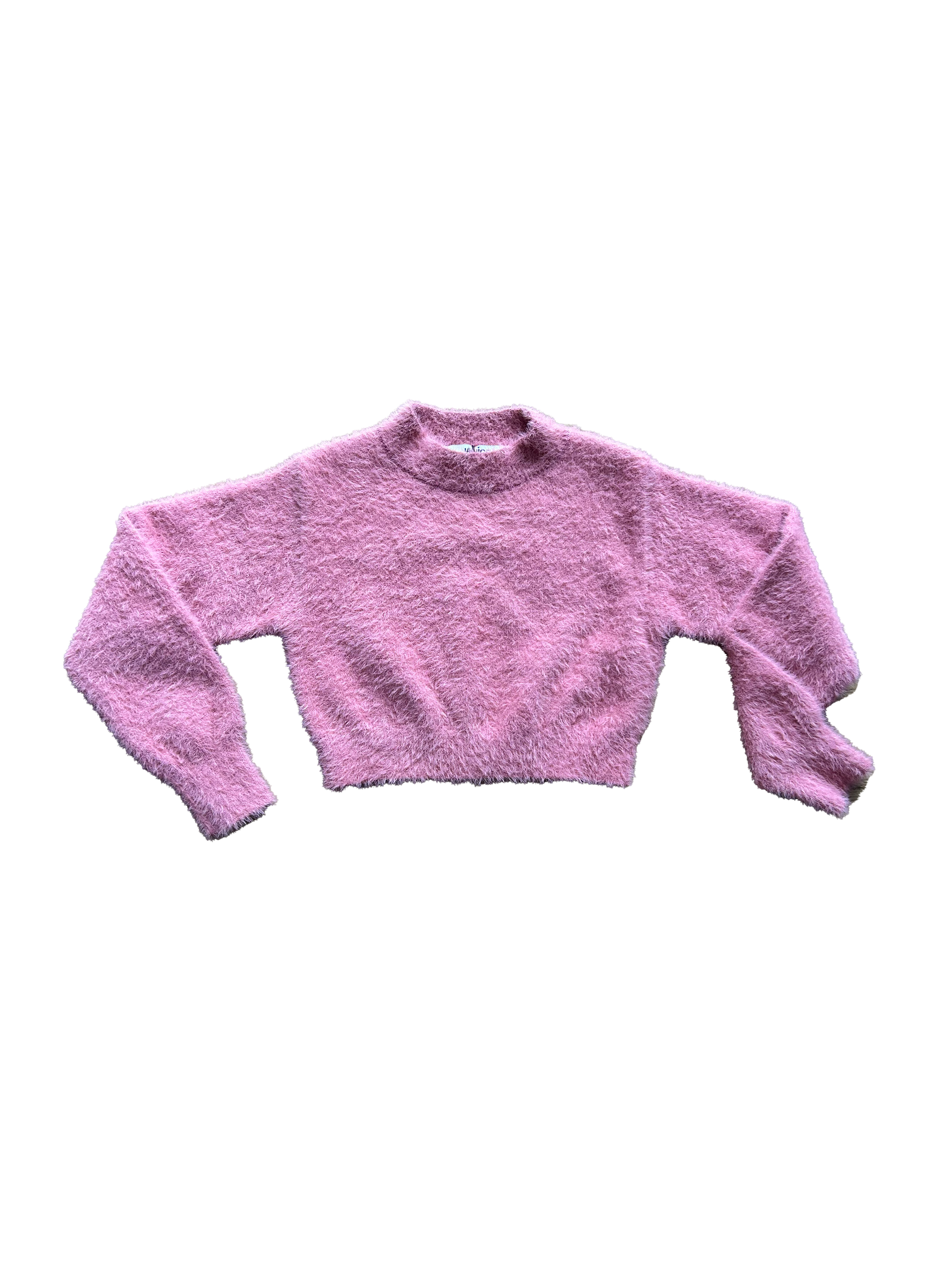 Maglioncino per bimba rosa corto effetto peluche