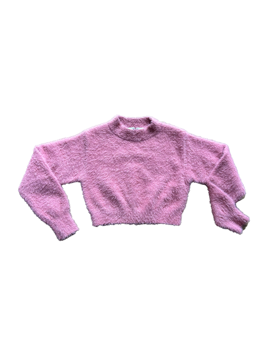 Maglioncino per bimba rosa corto effetto peluche