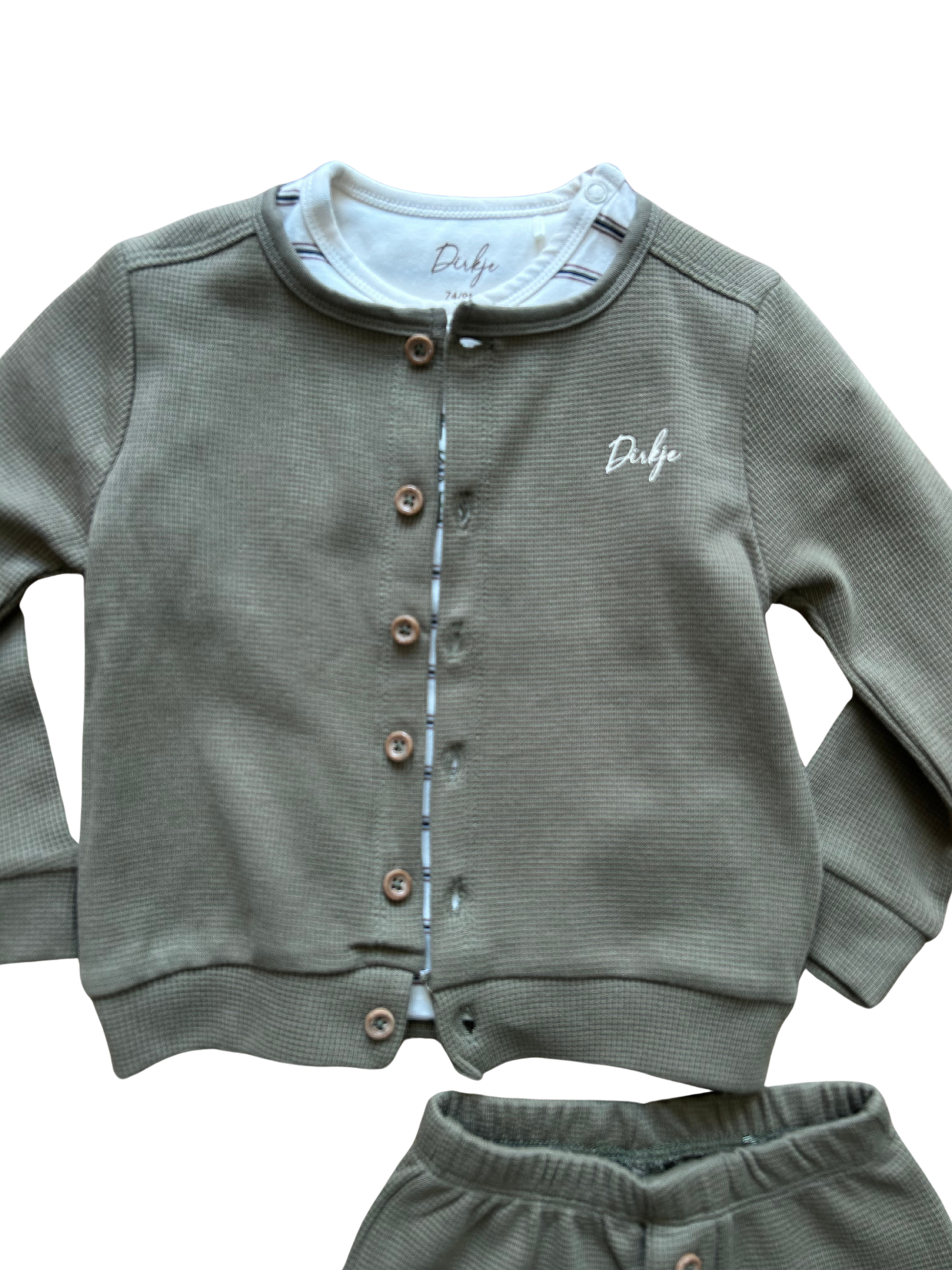 cardigan dirkje verde militare per neonato