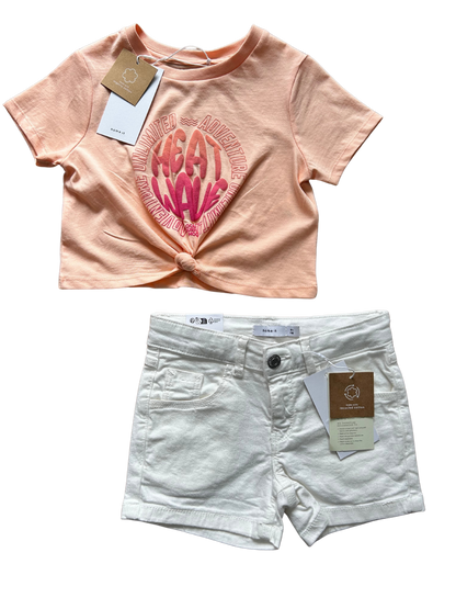 T-shirt "boxy fit" con nodino salmone