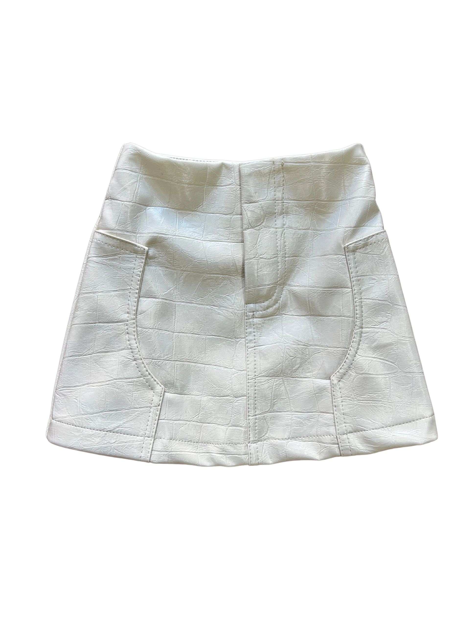 Gonna in ecopelle beige pitonata per bambina gonna alla moda per bambina