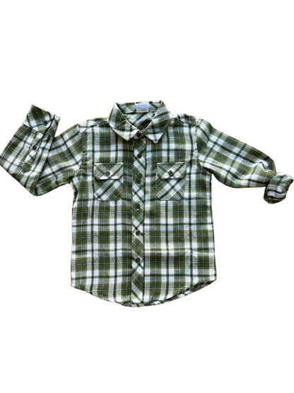 camicia quadri verde e bianca per bambino e ragazzo