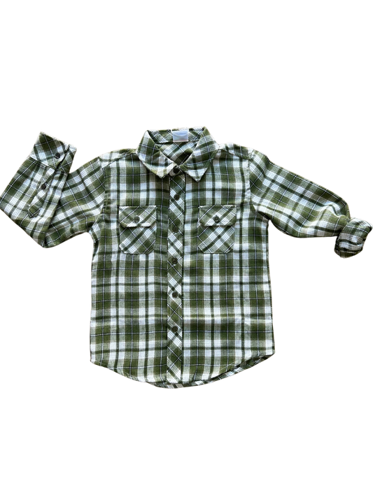 camicia quadri verde e bianca per bambino e ragazzo