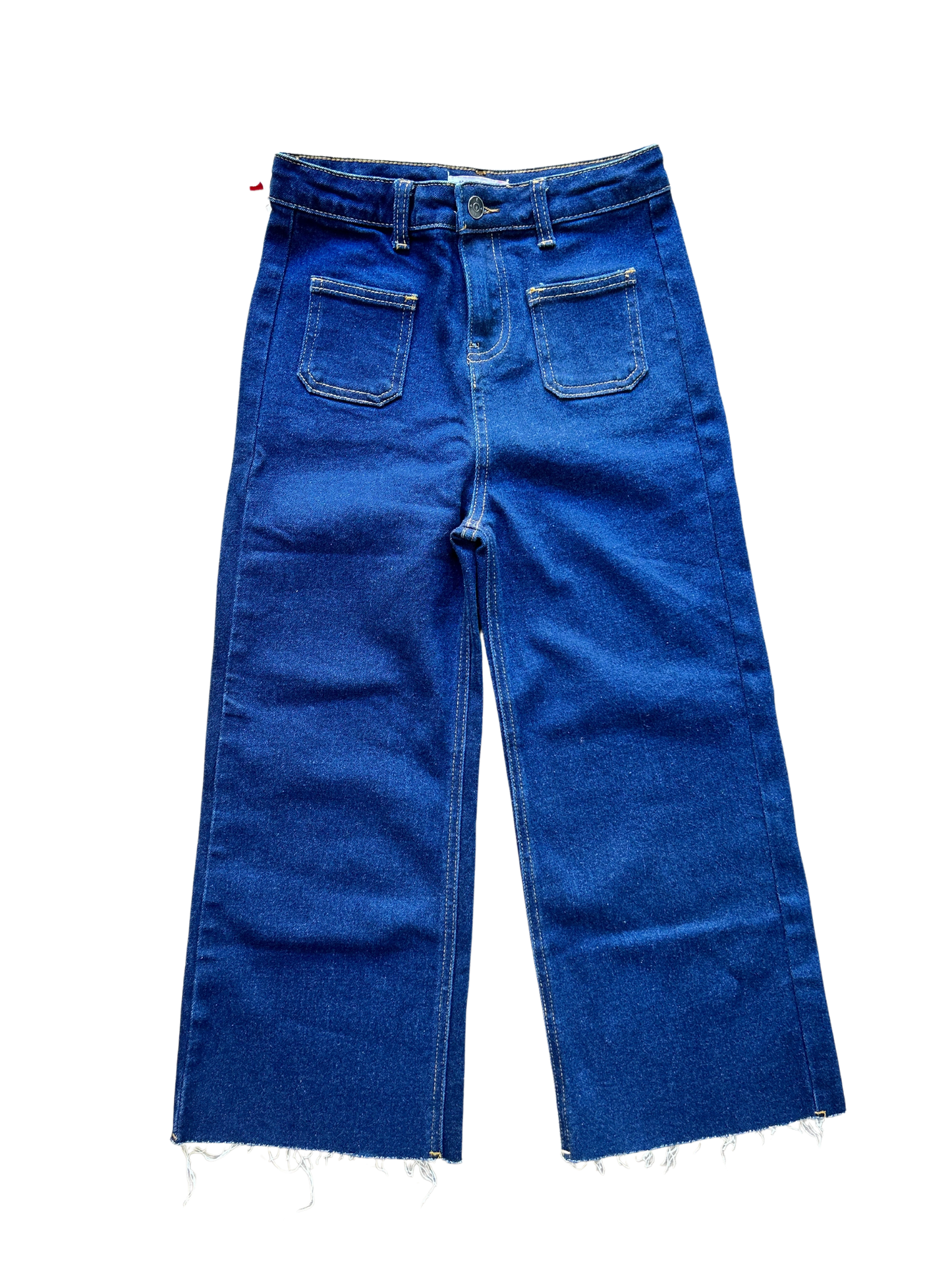jeans modello palazzo 7/8 lavaggio scuro per bambina in sconto