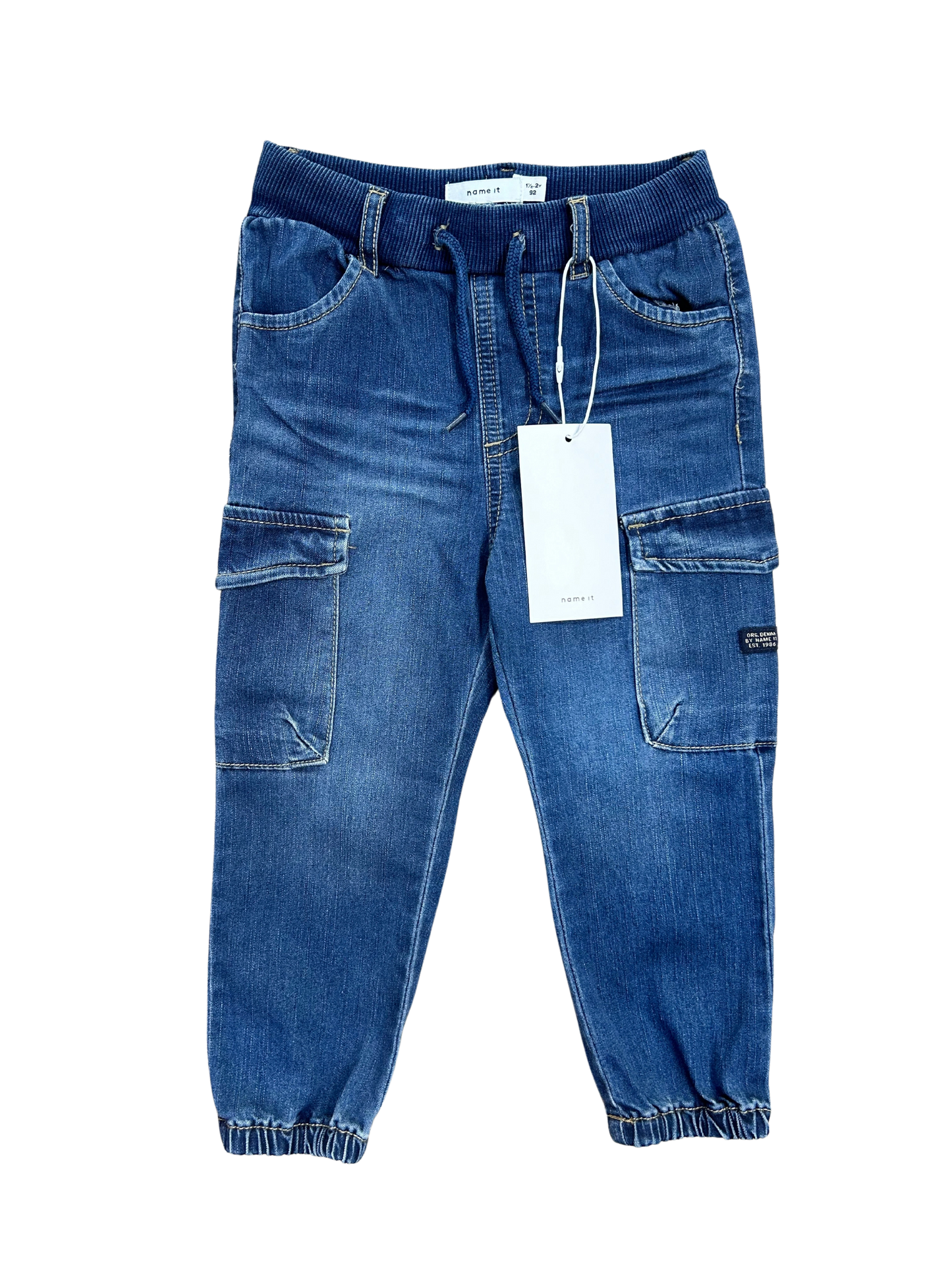 jeans cargo nameit elasticizzato per neonato e bambino