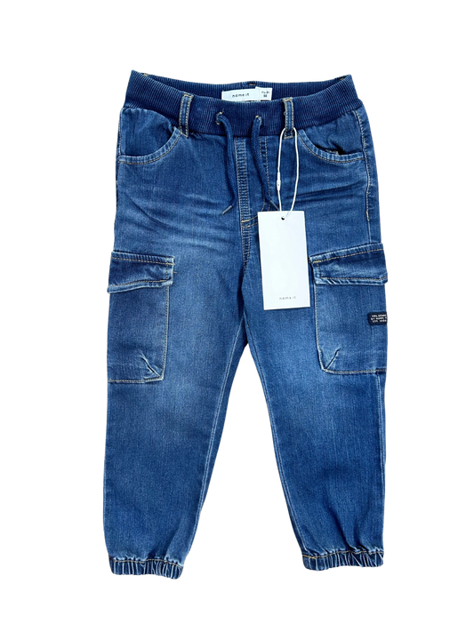 jeans cargo nameit elasticizzato per neonato e bambino
