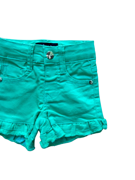 pantaloncino neonata verde con rouches finale