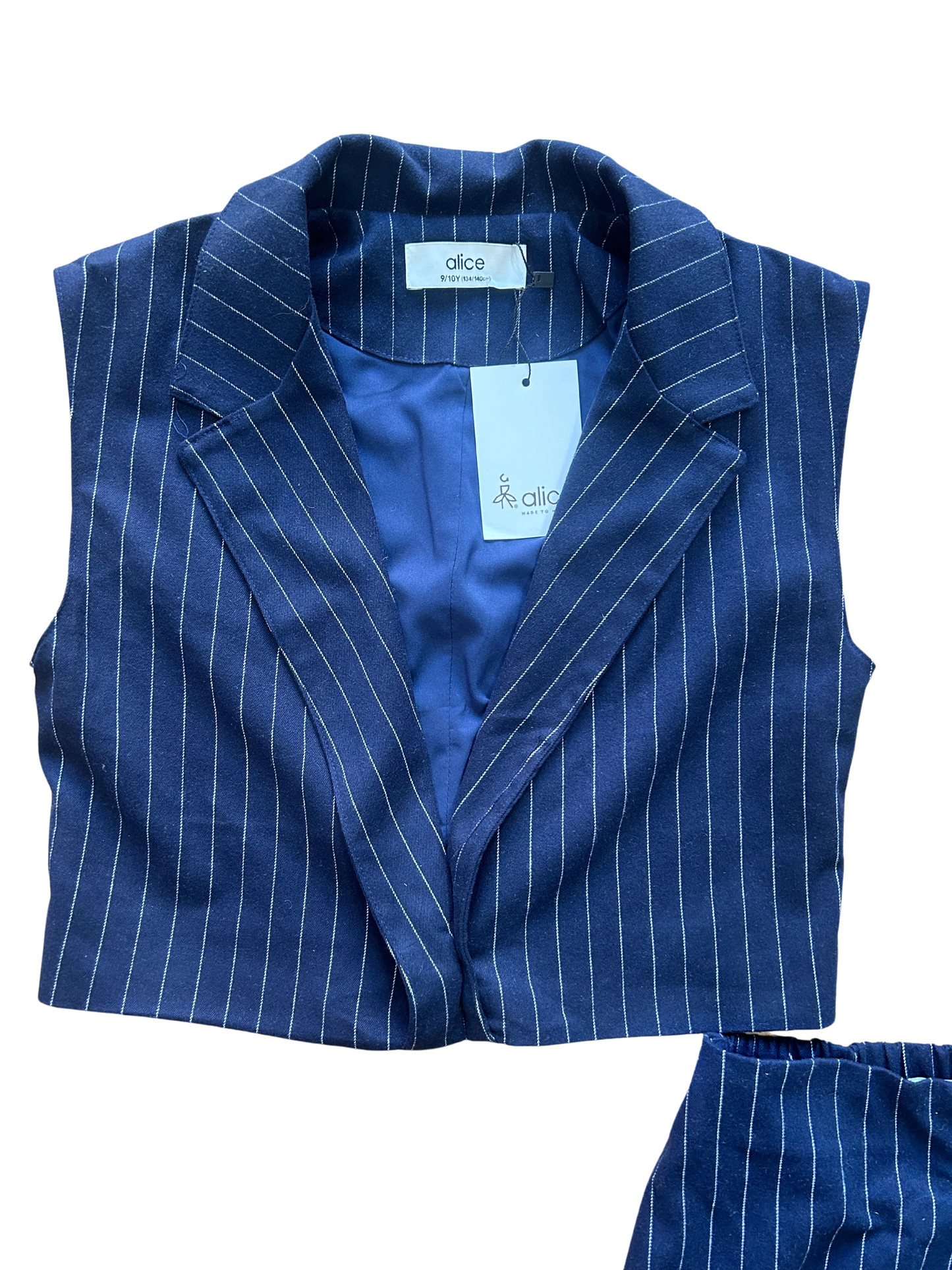 panciotto in panno blu firmato alice per bambine