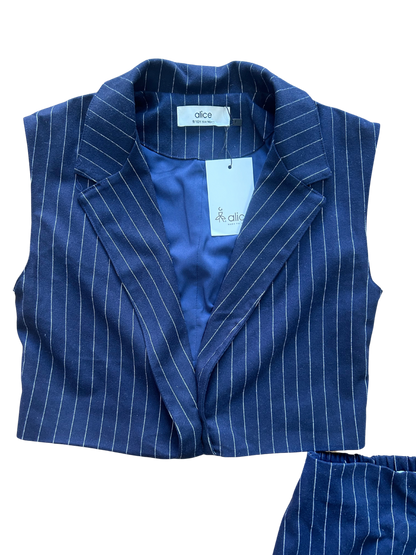 panciotto in panno blu firmato alice per bambine