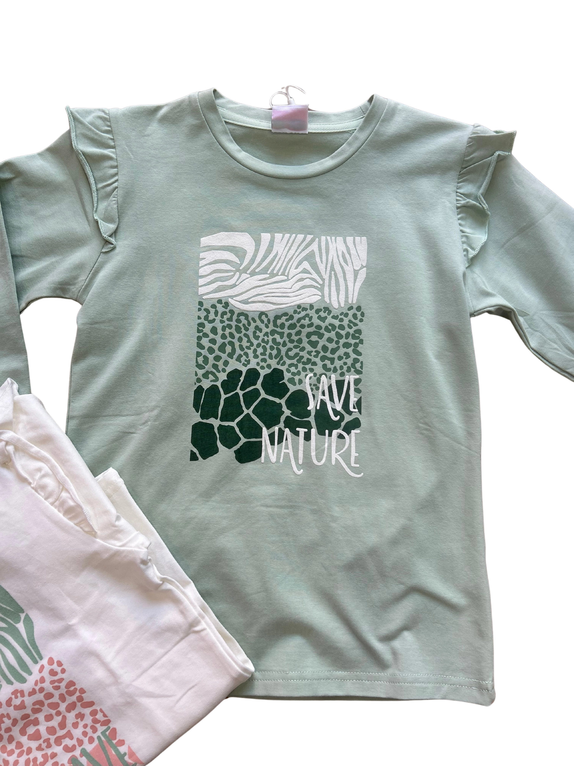 shirt manica lunga caldo cotone per bambina