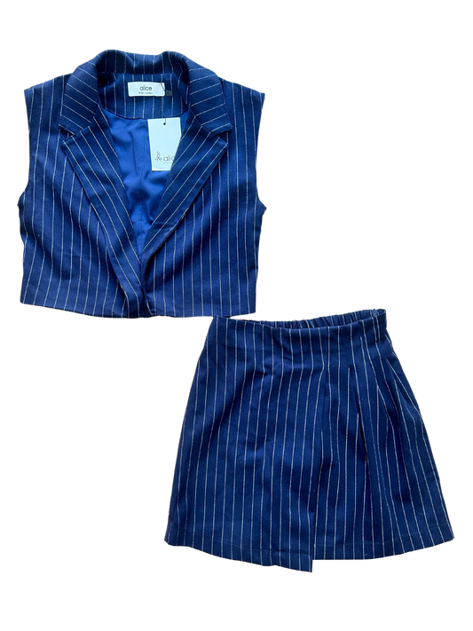 completo gessato con panciotto e gonna per bambina